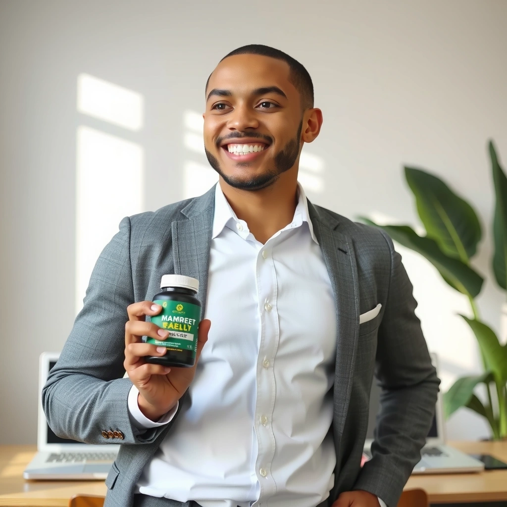 Satisfied customer using supplements